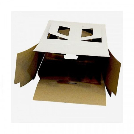 Коробка для торта 30•30•19 см Белая (ручки/окно, самосборная) | упак. 5-25 шт Коробка для торта 30•30•19 см Белая (ручки/окно, самосборная) | упак. 5-25 шт