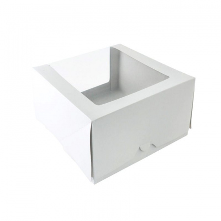 Коробка для торта с окном для торта 21•21•10 см | Стандарт (БЕЛАЯ упак. 5-25 шт)