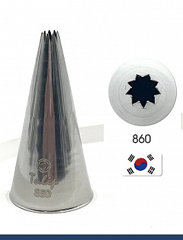 Кондитерская насадка 860 Tulip открытая звезда, Французская трубочка д.4 мм, 9 лучей